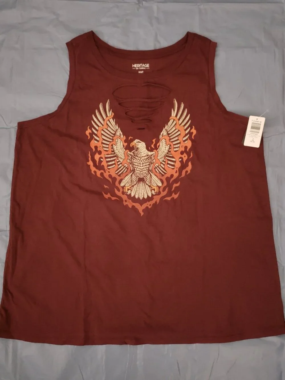Torrid  Burgundy Wine Eagle Flames Super Cool Tank 3X   #368 - Picture 2 of 10